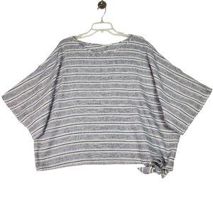 Beach Lunch Lounge‎ Womens Top Sz XL Grey White Stripe Linen Blend Dolman Sleeve